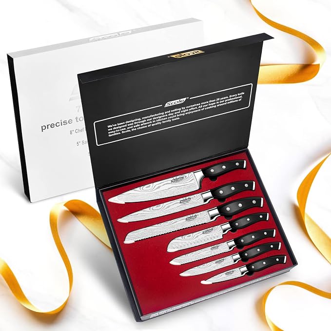 SCOLE® Chef Knife Ultra Sharp Kitchen Knife Set 7-Piece, Premium German 1.4116 - Image 7