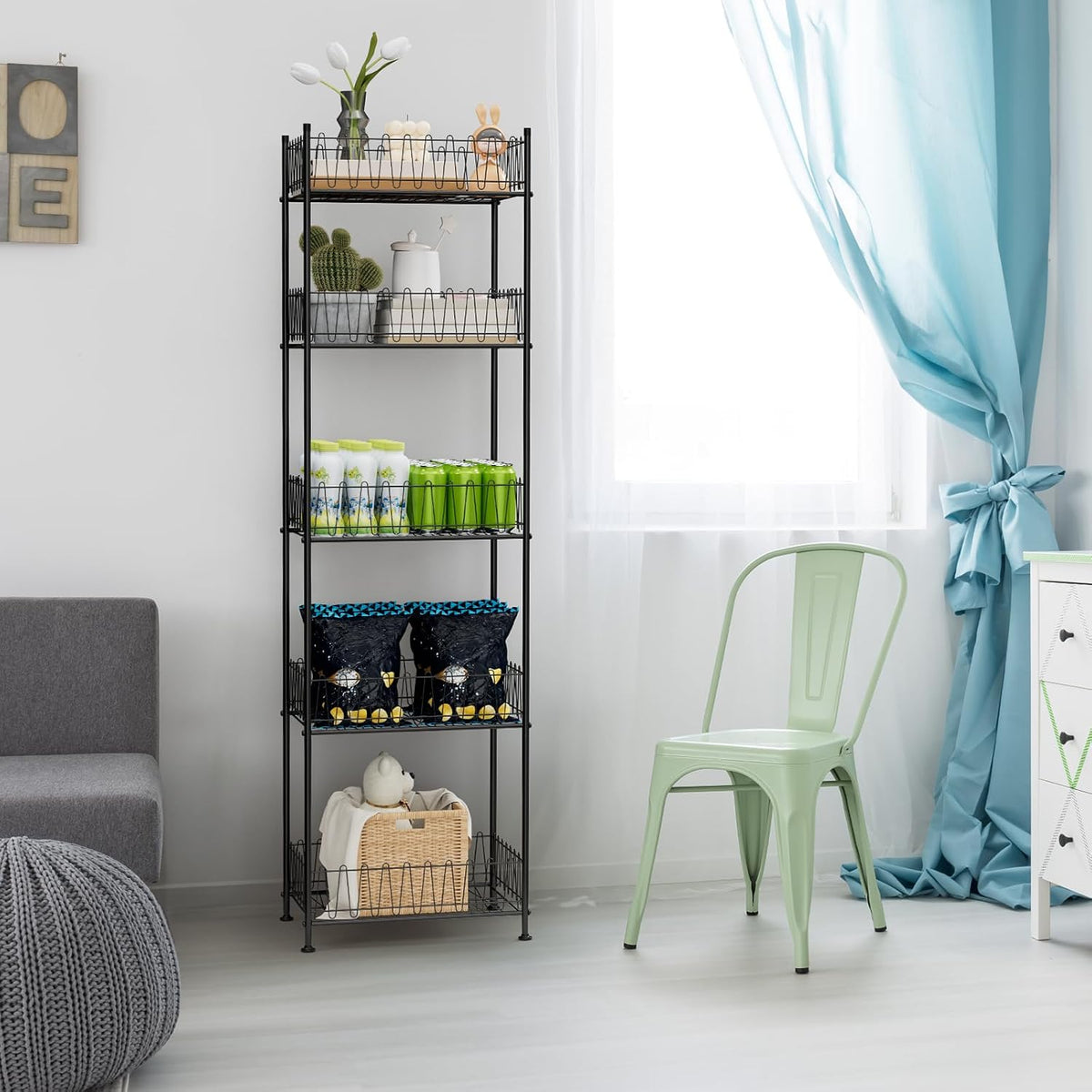 5 Tier Water Bottle Storage Rack Freestanding Metal Water Bottle