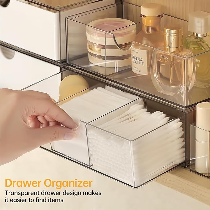 PAVSTINE Medicine Cabinet Organizer 2 Pack, Stackable Storage Drawers - Image 4
