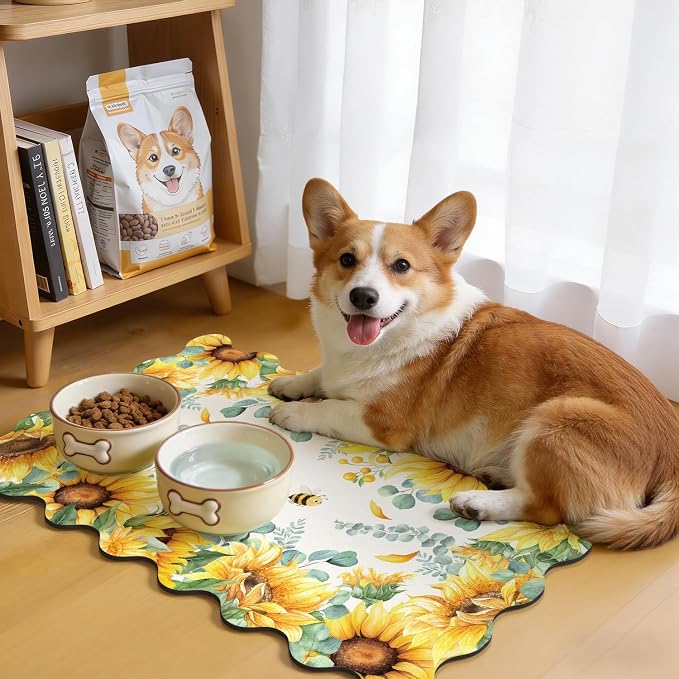 LOKHOM Scalloped Floral Dish Drying Mat, Cuttable Hide Stain Non-slip Drying Mat - Image 5