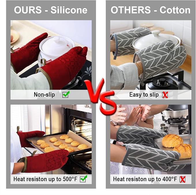 KEGOUU Oven Mitts and Pot Holders 6pcs Set, Kitchen Oven Glove High Heat - Image 5