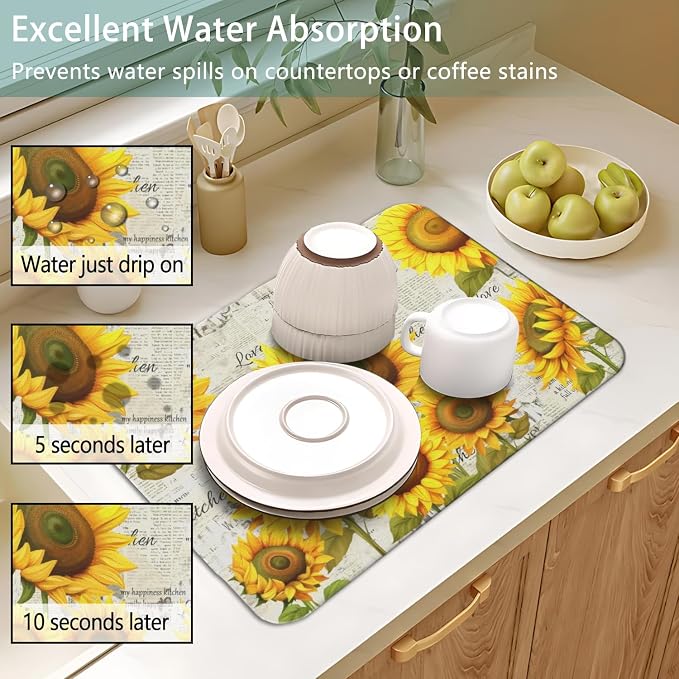 Dish Drying Mat for Kitchen Counter 2 Pack - Image 4