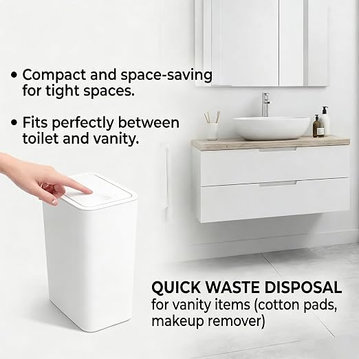 Compact Push-in Trash Can with Lid - Image 2