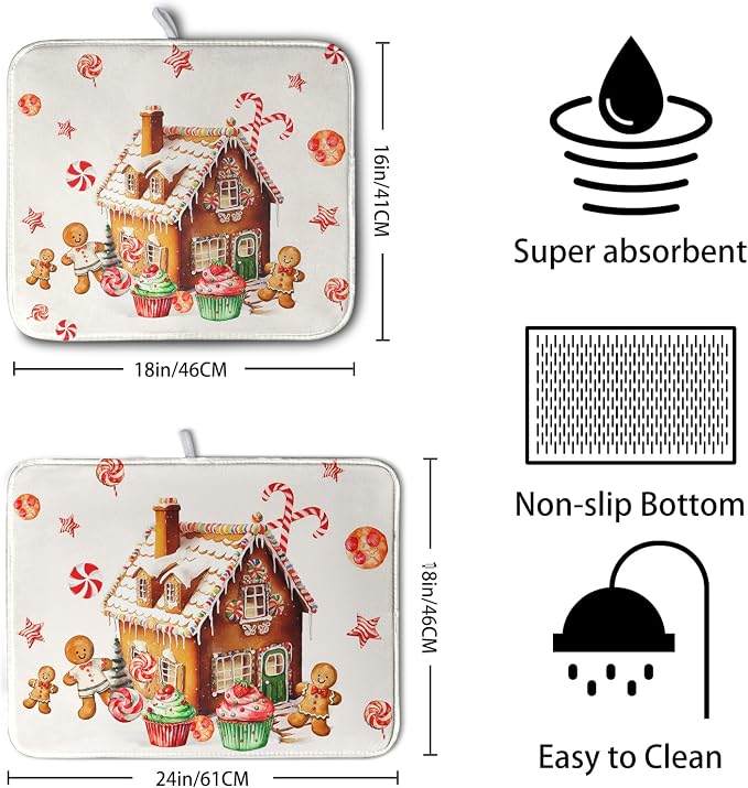 Christmas Gingerbread Man Drying Mat - Image 2