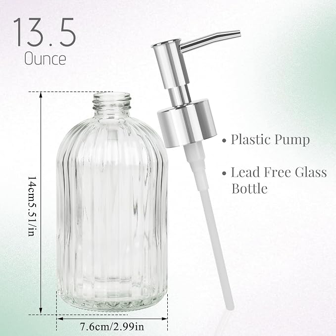 Glass Soap Dispenser with Plastic Pump, Hand Soap Dispenser - Image 3