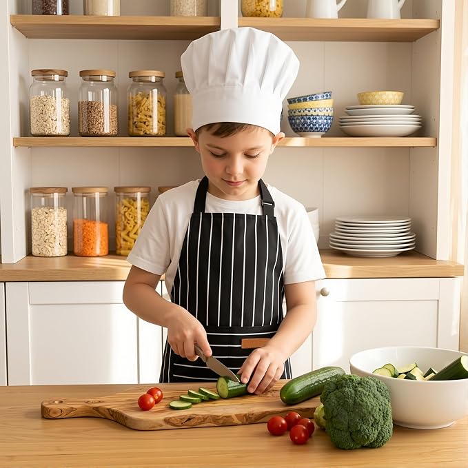 2 Pack Stripes Kids Apron, Kids Cooking Aprons - Image 7