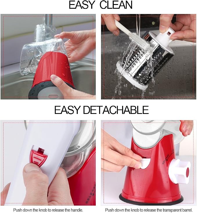 Ourokhome Rotary Cheese Grater Hand Crank, Kitchen Shredder Speed Mandolin - Image 6