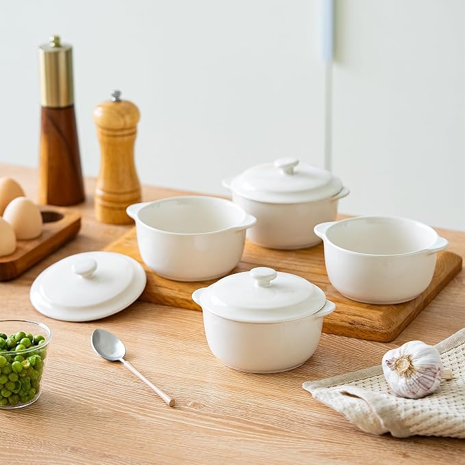 4-Pack Ceramic Mini Cocotte Set, 10 Oz Stoneware Casserole Dishes - Image 4