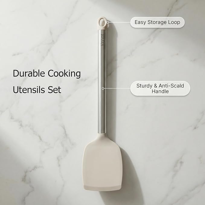 Vayvnt 4 Pieces Silicone Kitchen Spatula Utensils Set, Silicone Cooking Utensils - Image 8