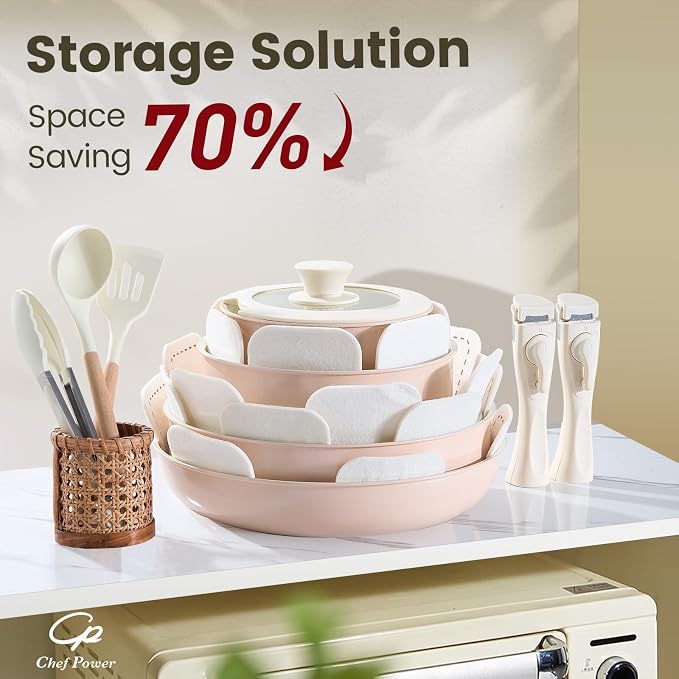 Chef Power Ceramic Nonstick Pots and Pans Set 19 Piece - Image 3