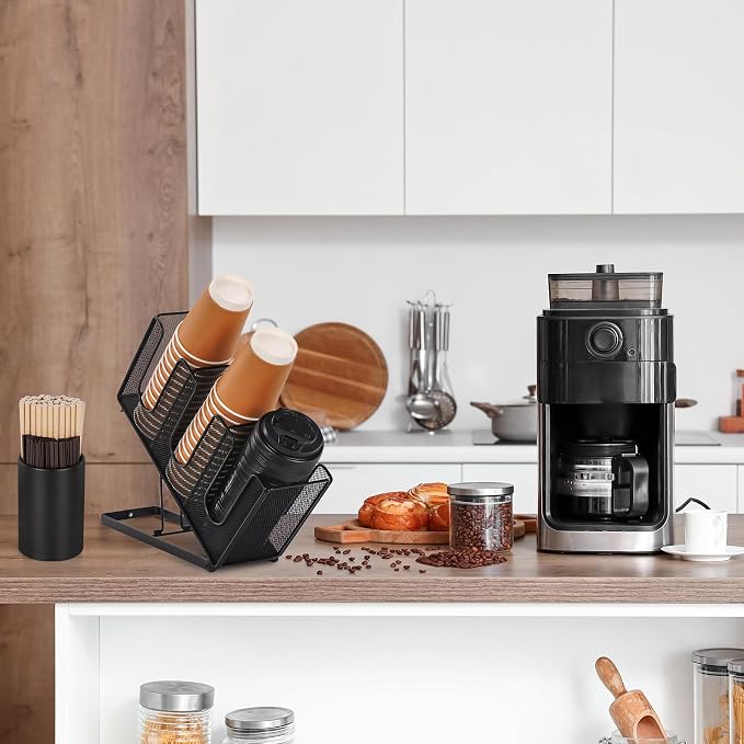 Paper Cup and Lid Holder with Straw Organizer - Image 6