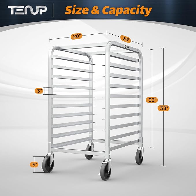 TenUp 10-Tier NSF Aluminum Sheet Pan Rack, Commercial Bakery Cooling & Storage - Image 2