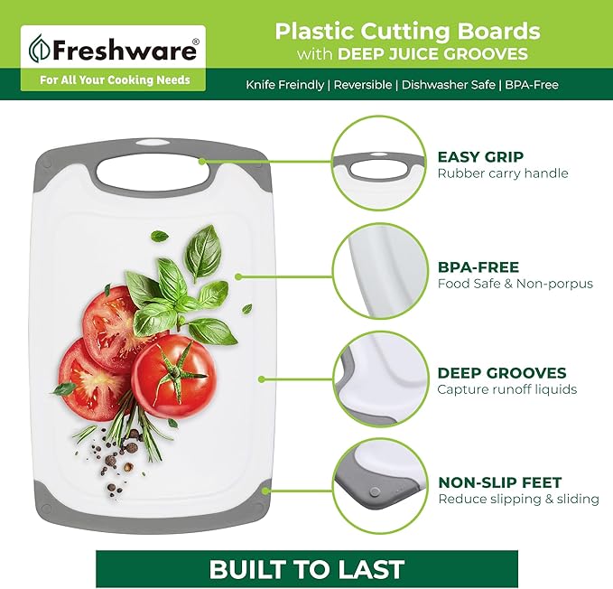 Freshware Cutting Boards for Kitchen, Chopping Board 3-Pack - Image 5