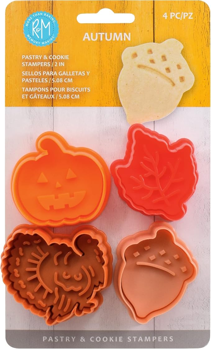 R&M Autumn Theme Pastry & Cookie Stamper set of 4. Assorted Designs & Colors by RMInternational