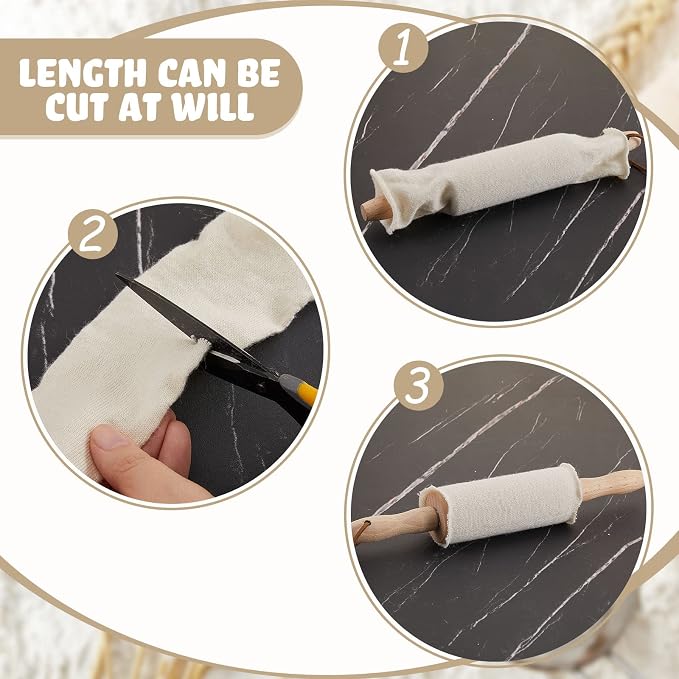 Patelai Set of 8 Rolling Pin Covers 14.96 x 1.97 Inch Cotton White Rolling Pin - Image 3