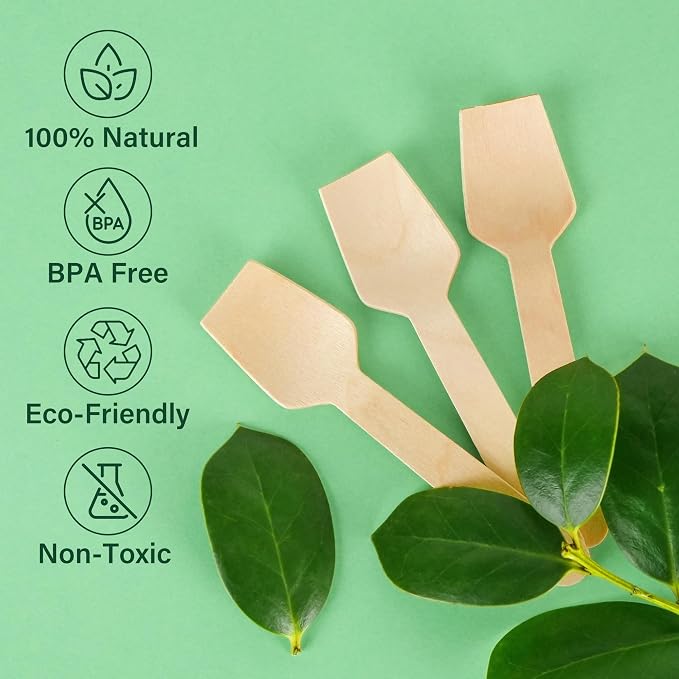 LotFancy Mini Wooden Spoons, Biodegradable and Compostable - Image 4