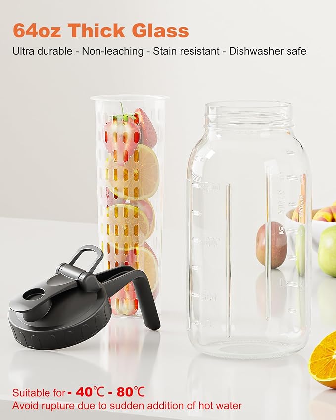 64oz Glass Mason Jar Pitcher – Airtight & Leakproof Glass Pitcher - Image 3