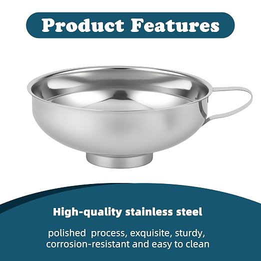 Stainless Steel Wide-mouthed Kitchen Funnel, 2 Sets - Image 2