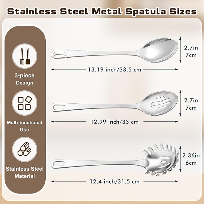 3 Pcs Stainless Steel Cooking Utensils Set, Heat Resistant Kitchen Utensils - Image 7