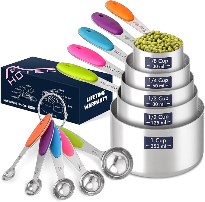 HOTEC 10-Pack Measuring Cups &Spoons Set, Kitchen Gadagets Cooking Baking by Hotec
