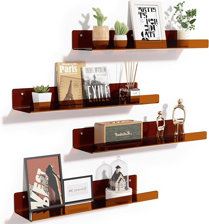 upsimples Acrylic Shelves for Wall Decor, Living Room, Floating Bookshelves for - Image 4