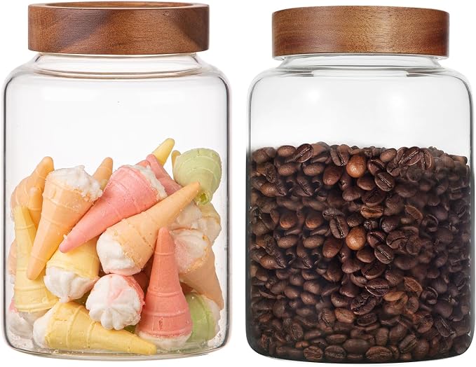 2 PCS Large Glass Jars with Wooden Airtight Lid 60 oz /1800ml - Image 5