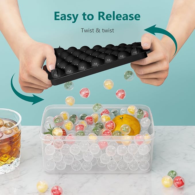 Optish Ice Cube Tray with Lid and Bin, 3 Pack Ice Trays - Image 2