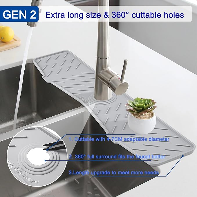 Faucet Mat for Kitchen Sink – 24” x 5.1” Extra-Long Silicone Splash Guard - Image 4