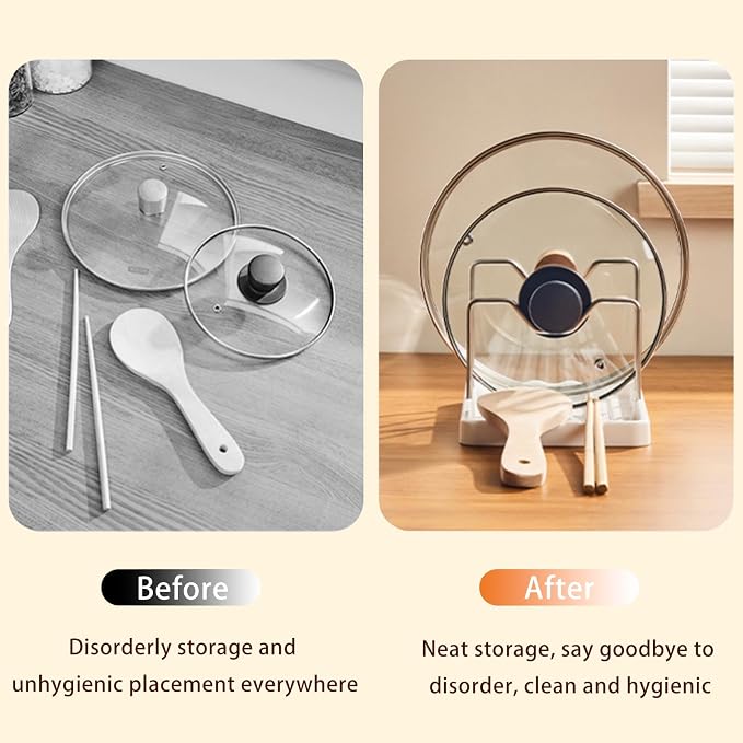 Pot Lid Holder and Spoon Rest, 2-in-1 Kitchen Counter Organizer - Image 5