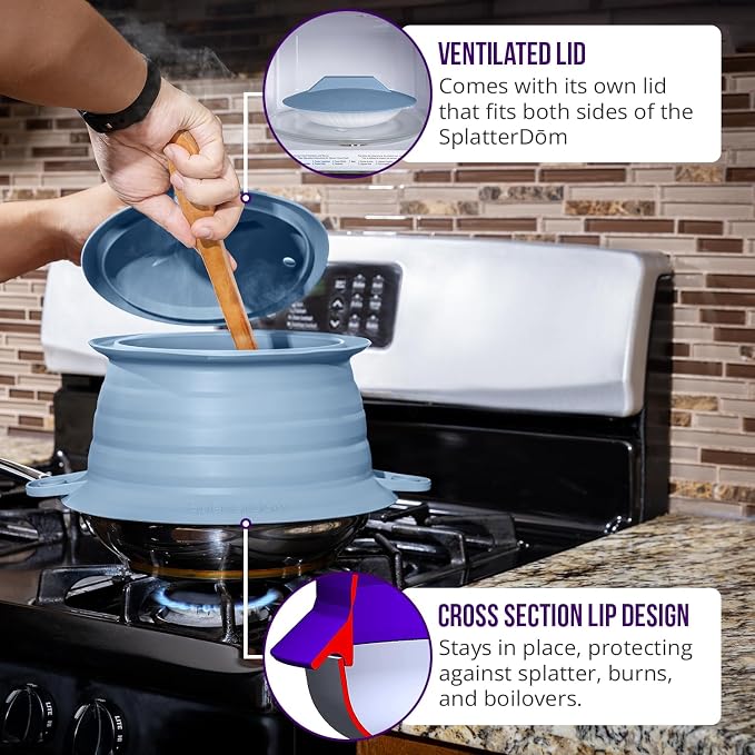 L.I.Q Silicone Splatter Guard – Fits 10 and 12 Inch Pots – Microwave Safe and - Image 5