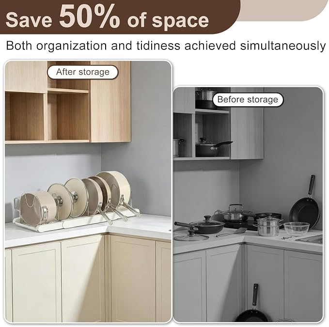 Expandable Pots and Pans Organizer Under Cabinet, 7 Stainless Steel Dividers - Image 3