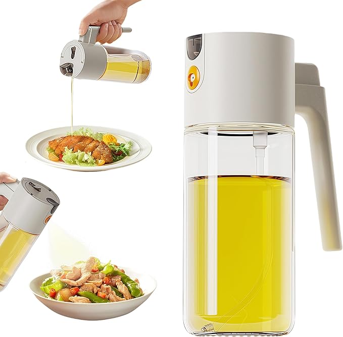 20.3oz/600ml Glass Material 2 in 1 Olive Oil Sprayer by Keaixinyu