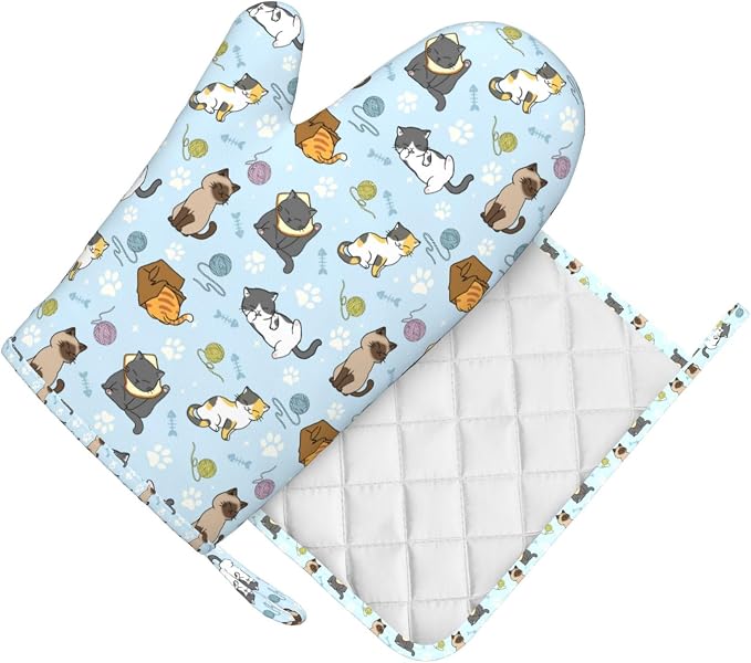 Cute Cat Oven Mitts and Pot Holders Set - Image 9