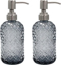 16 oz Diamond Pattern Glass Soap Dispenser, Kitchen and Bathroom Refillable by SDlumeiy