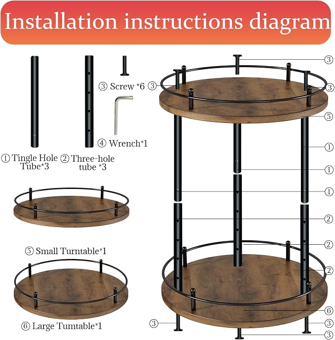 2 Tier Lazy Susan Organizer, 2-Tier Spinning Spice Rack - Image 5