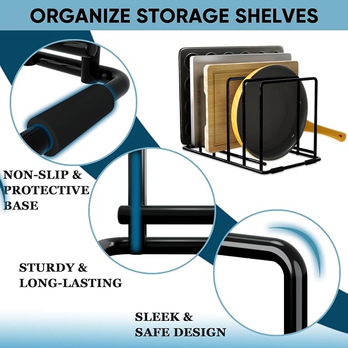 2-Pack Cutting Board Organizer, 5-Slot Steel Kitchen Storage Rack - Image 5