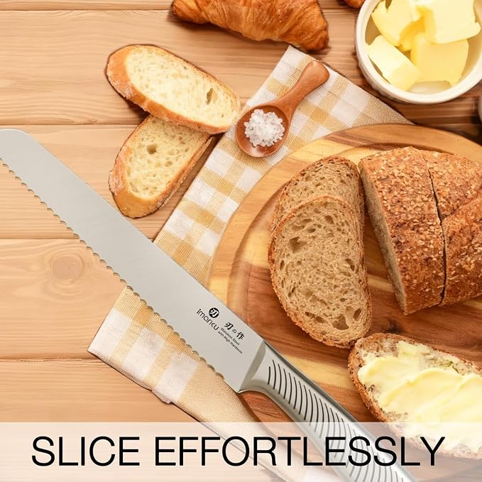imarku Bread Knife 10 Inch: Japanese High Carbon Stainless Steel Professional - Image 5