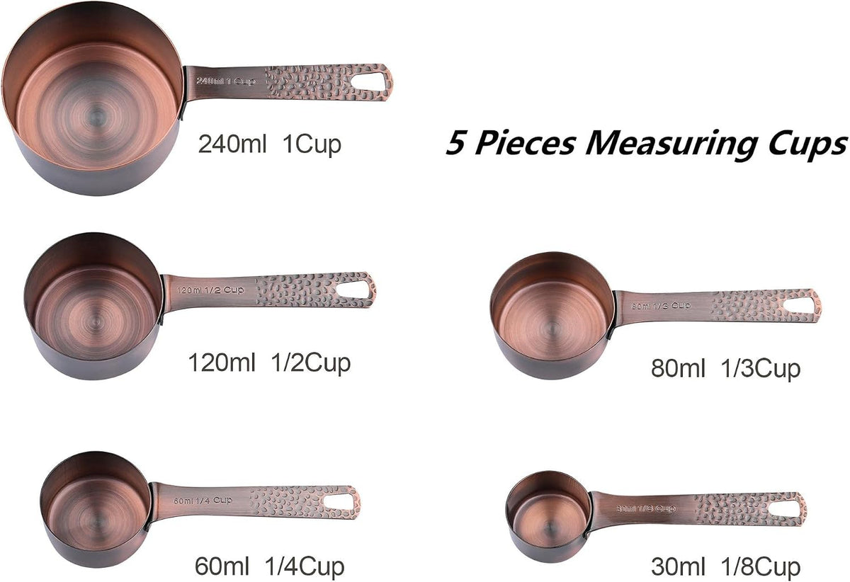Copper Measuring Cups and Spoons Set 13, Stainless Steel Measuring