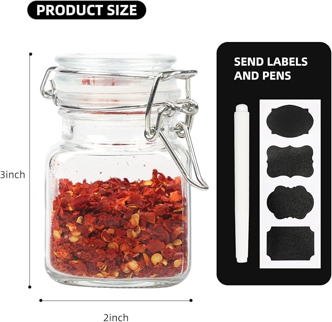 12 Pack Glass Jars with Airtight Lids, 3.4 oz Small Spice Jars, 12 Pack Empty - Image 2