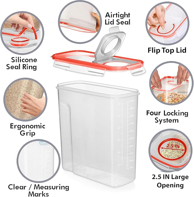Shazo 2 Pack EXTRA Large Airtight Food Storage Cereal Containers - Image 5