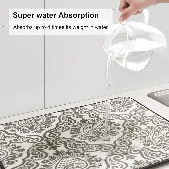 Subekyu Dish Drying Mats for Kitchen, Ultra Absorbent Microfiber Drying Mat - Image 2