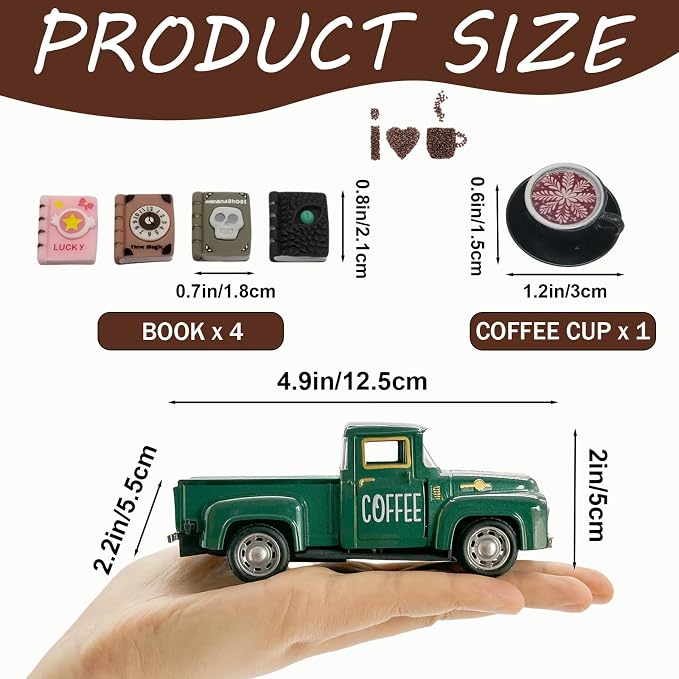 Coffee Bar Decor Vintage Mini Metal Pickup Truck Decorations - Image 3