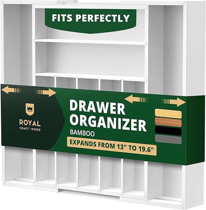 ROYAL CRAFT WOOD Luxury Bamboo Kitchen Drawer Organizer by RoyalCraftWood