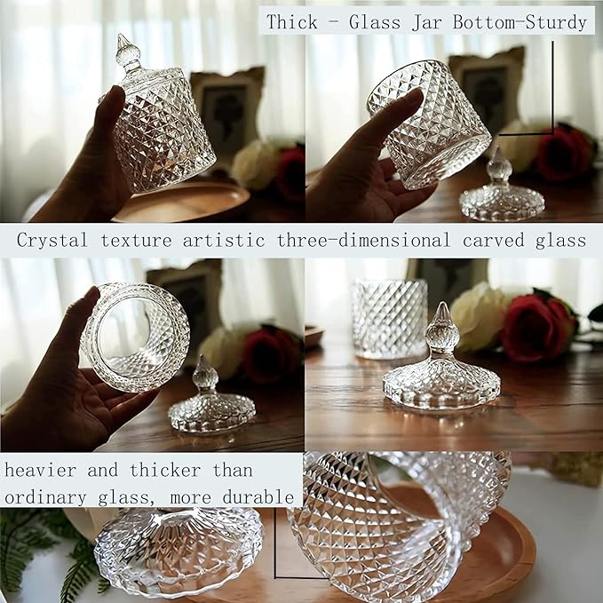2 Pack Qtip Holder Thick Glass Apothecary Jars - Image 5
