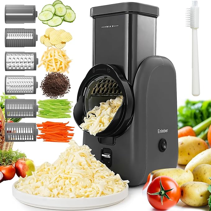 Electric Cheese Grater Rotary Slicer-One-Touch Control Vegetable Slicer by Enleber