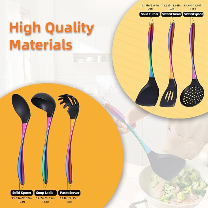 Kitchen Utensils Set, Large Non-stick Silicone Cooking Utensils Set 6 Pcs - Image 5