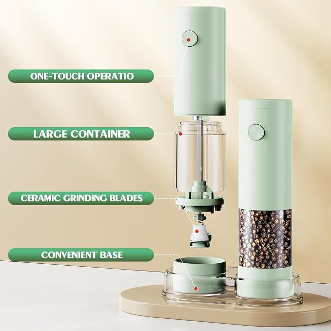 Electric Salt and Pepper Grinder Set Automatic Battery Pepper Mill Shakers - Image 7
