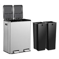 SUPER DEAL Kitchen Trash Can 16 Gallon 60L Dual Stainless Steel Garbage and by Superdeal