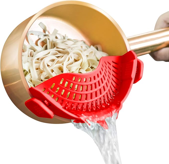 Clip On Strainer Silicone for all Pots and Pans, AUOON Pasta Strainer Clip on by AUOON