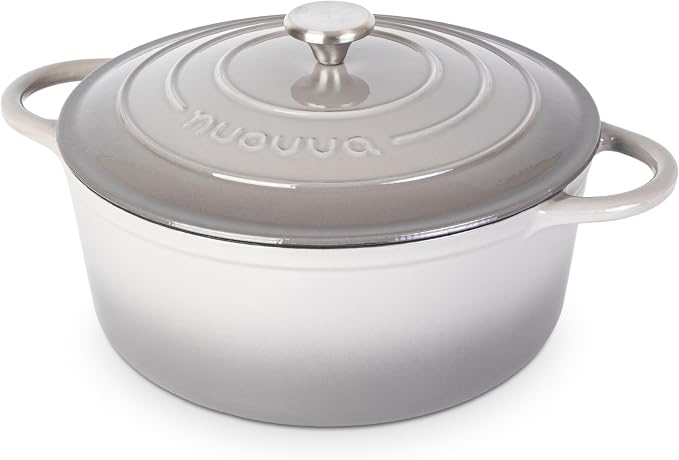 Cast Iron Dutch Oven with Lid – Non-Stick Ovenproof Enamelled Casserole Pot – by Nuovva